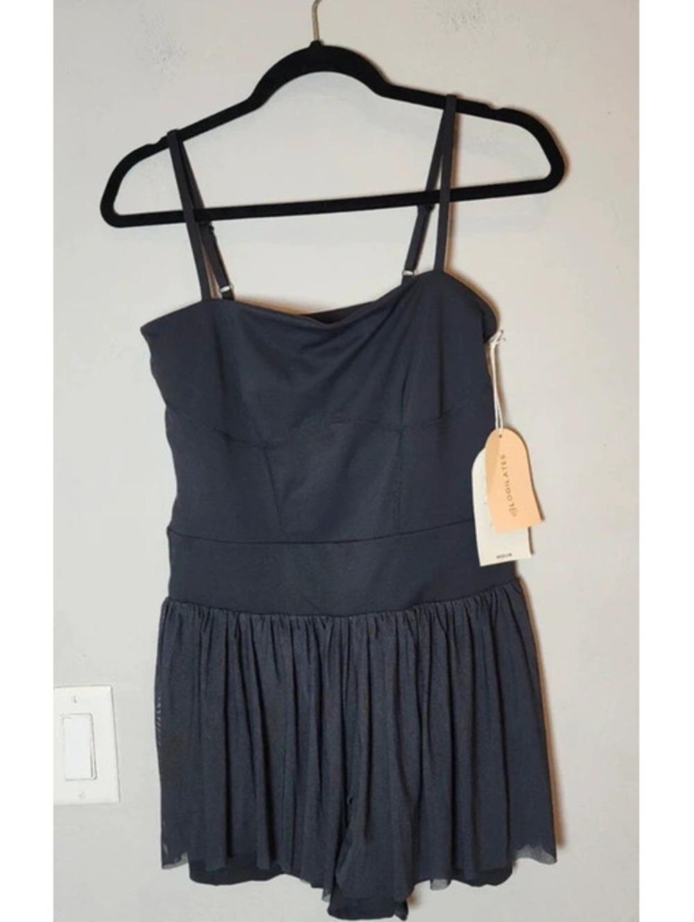 New Blogilates Barre Romper Black Mesh Pockets Active Tennis Golf Size 1 X